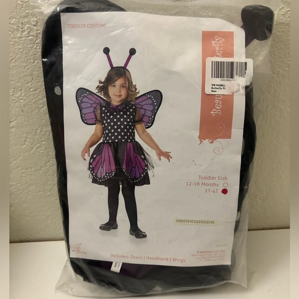 Beautees Purple Butterfly Costume with Polka Dots